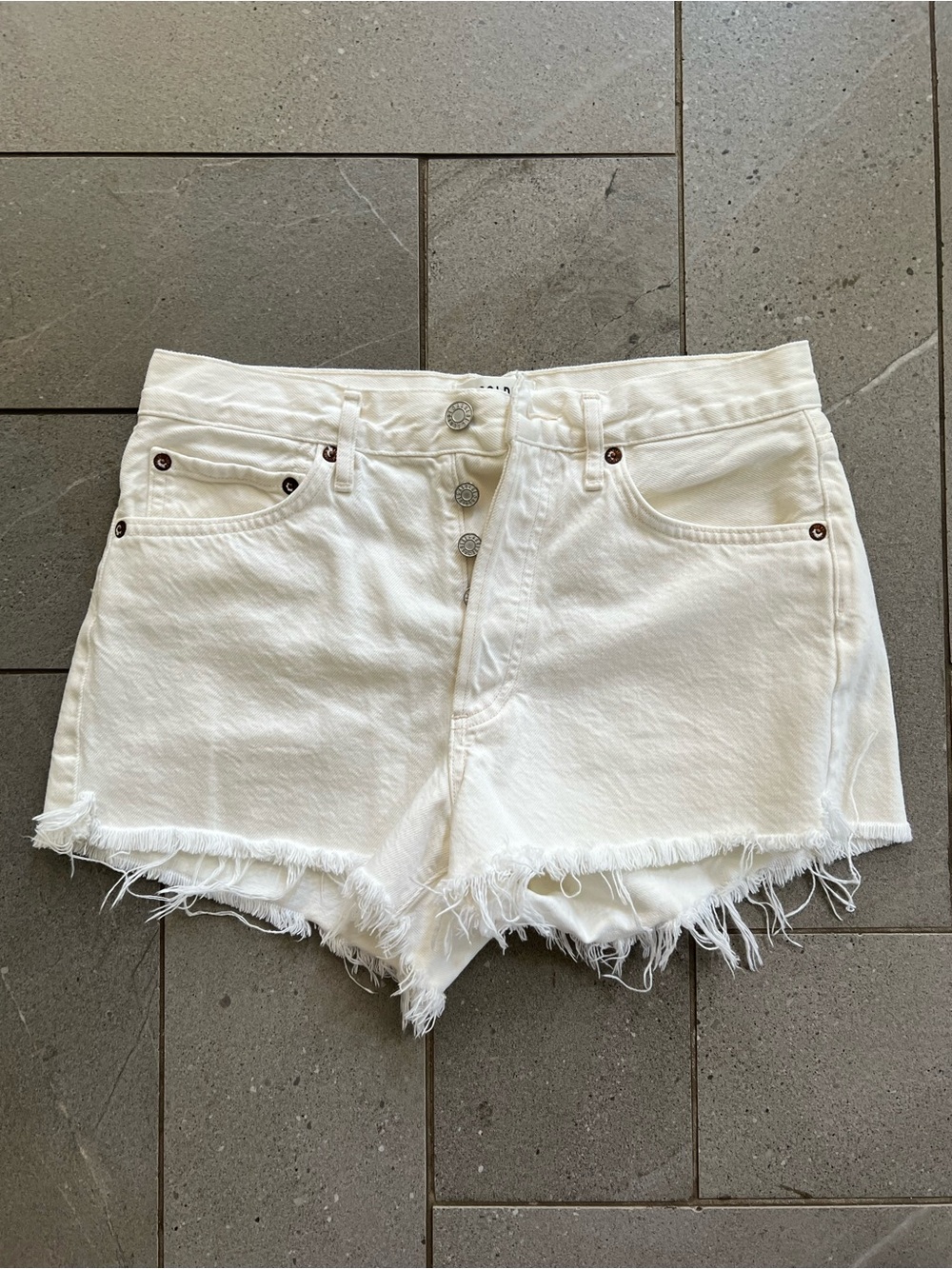 Agolde Parker White Denim Shorts